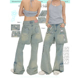 BETWEENANDxOliwa Summer holiday set of two pieces: printed, diamond-embellished, slimming washable pants – women’s jeans