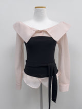 Buttery Off-Shoulder Layered Blouse