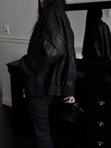 scratch leather collar jacket (unisex)