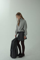 HIGH-NECK ZIP-UP SWEATSHIRT_MELANGE GRAY