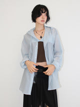 SHEER HOODED SHIRT