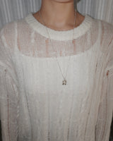 [925SILVER] ROSETTE RIBBON NECKLACE
