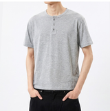 スラブヘンリーネッククロップTシャツ メランジ