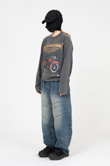 Motorcycle Vintage Crop Long Sleeve T-Shirt