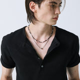 western yoke waffle henley neck half sleeve black