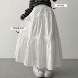 Leaf Waist Banding Line Flare Shirling Kang Kang Long Skirt
