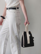 Simple line mini string pouch bag - black