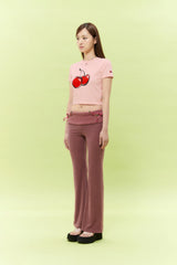 SIGNATURE BIG CHERRY CROP T-SHIRT - LIGHT PINK