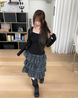 [Sleeveless + Cardigan Set] モリン レースレイヤードカーディガン