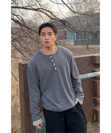 [ 1+1 ] Layered Henley Neck