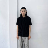 Black Field Textured Henley Top