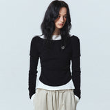 NICOLE SHRRING LAYERED SLEEVE TOP_BLACK