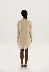 Boucle long cardigan - glitter beige