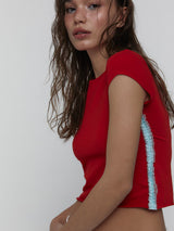 レースベビーTシャツ_Red