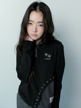 コントゥアアイレットポイントスリムフィットフードTシャツ