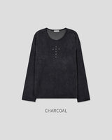 (UNISEX) Rivet Ribbed Long Sleeve