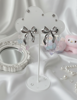 [ILLIT イロハ, NMIXX へウォン Piercing] バレリーナリボンピアス - Silver