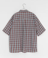 [unisex] カラニルチェックロールアップ半袖シャツ