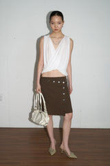 Button String Midi Skirt (Brown)