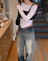 Bottom wave denim pants