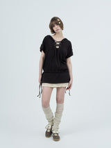 eyelet lace hood op / brown