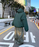 Oversized Two-Way Washed Puffer Jacket (6oz)