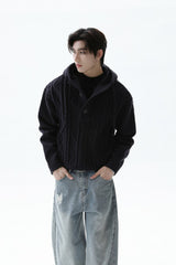 Cable Knit Drawstring Hooded Sweater