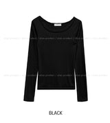 [U-BASIC]オビベーシックスリムUネック長袖Tシャツ