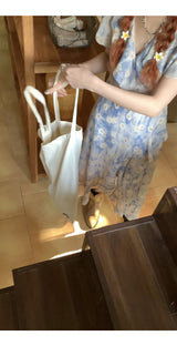 French flower shirring wrap dress