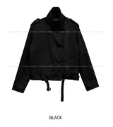 Faye Belted High Neck Double Jacket