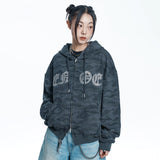 Rhinestone Camo Hoodie - CHARCOAL