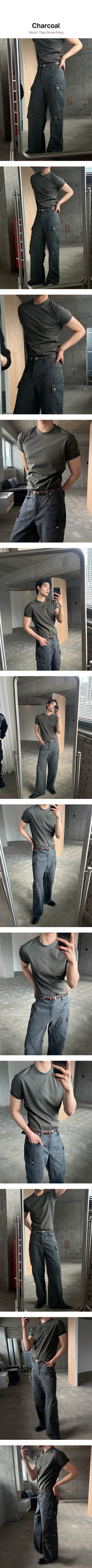 Wide flare cargo pants(2color)