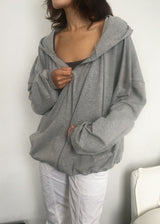 SHIRRING HOOD ZIP-UP 