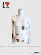 Blur Cartoon Mash Round Long Sleeve T-shirt