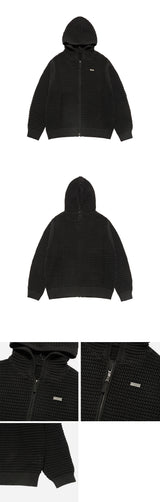25SS ソリードニットパーカー ジップアップ ブラック