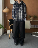 P.O Checked Hooded Shirt