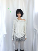 フェミニンフラットネックロングTシャツ