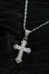 [white] cubic cross necklace | 지르콘 큐빅 십자가 목걸이
