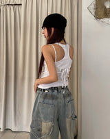 [U-BASIC] Cerandi Ribbed Y Mango Sleeveless