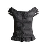 Veya Button Peplum Blouse