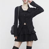 pre back string shirt + cancan skirt set