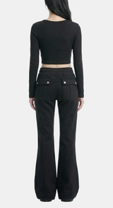 [LONG/SHORT] Noel Banding Slim Bootcut Pants