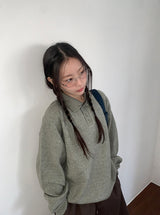 Huble Color Button Wool Collar Over Knit