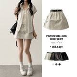 Lipo Pintuck Belt Set Banding Miniskirt