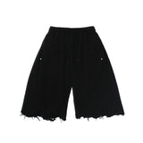 damage cutting bermuda pants (black)