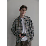 Vintage washing beige check shirts