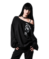91 CREST PIERCING ONE-SHOULDER SWEATSHIRT BLACK