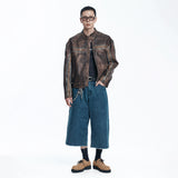 Cut-off Capri Denim Pants - DEEP BLUE