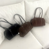 フォポットスエードレザーコンビネーションショルダーバッグ