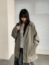 [unisex] オシャロウォッシングオーバーフードジャケット